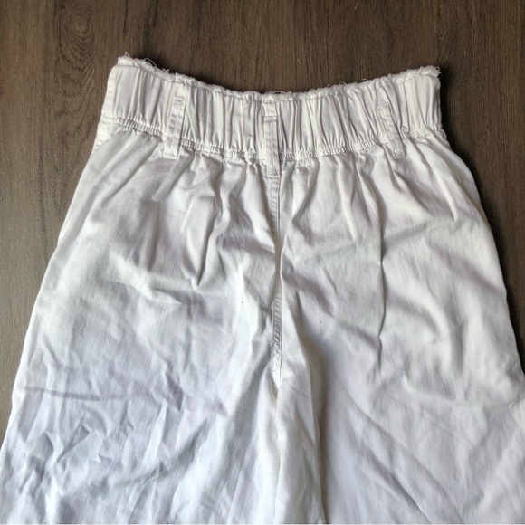 American Eagle Pull On Pants Size S White Cotton High Waisted Paperbag Wide Leg - Picture 4 of 10